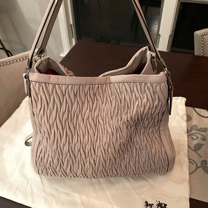 Coach Madison Beige Gathered Twist Phoebe Leather Shoulder Bag 25260